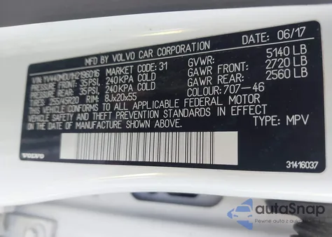 2017 Volvo Xc60 T5 Inscription z USA, uszkodzony, nr VIN YV440MDU1H2196016